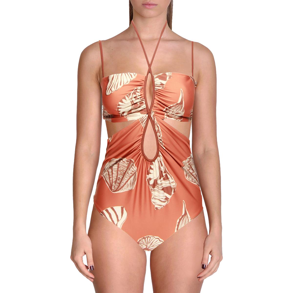 Johanna Ortiz Reef Discovery Womens Cut-Out Halter One-Piece Swimsuit