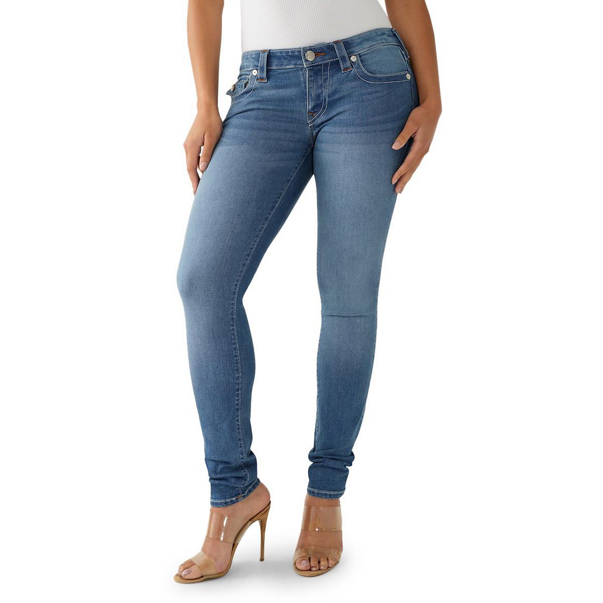 True Religion Stella Womens Low-Rise Medium Wash Skinny Jeans
