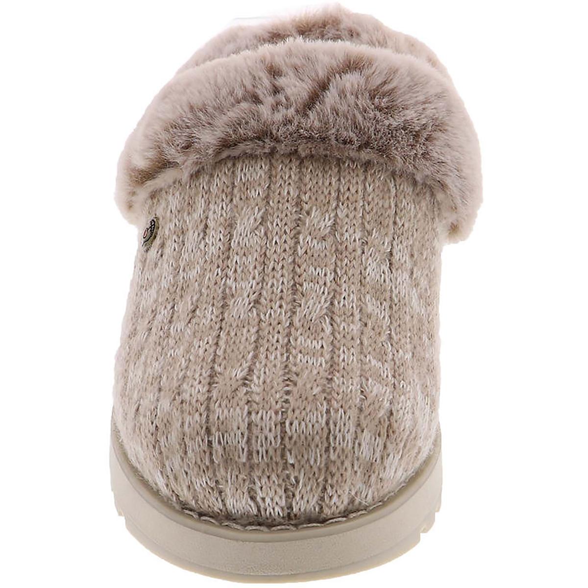 Skechers Keepsakes Ice Angel Womens Cable Knit Faux Fur Clog Slippers