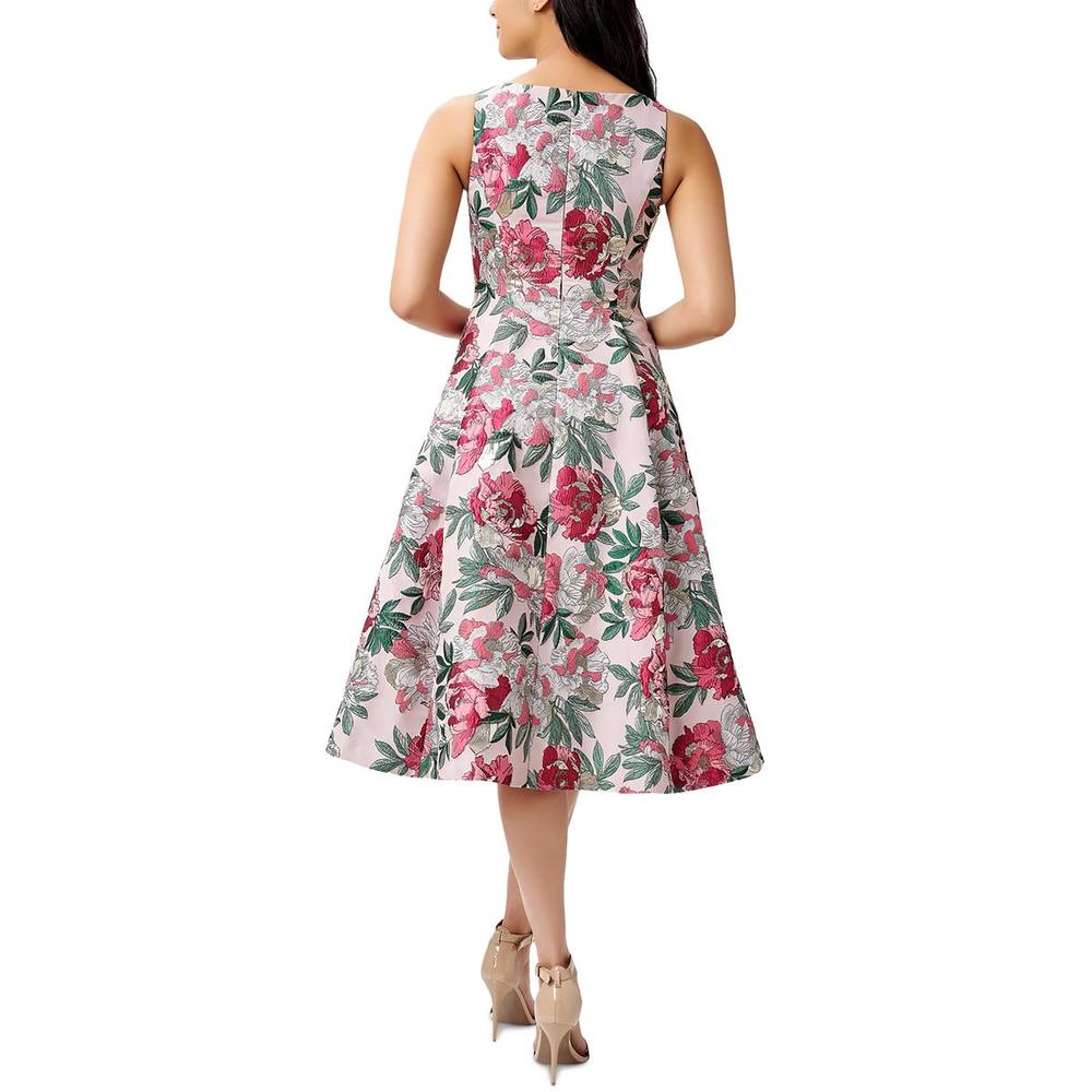 Adrianna Papell Womens Metallic Floral Cocktail and Party Dress