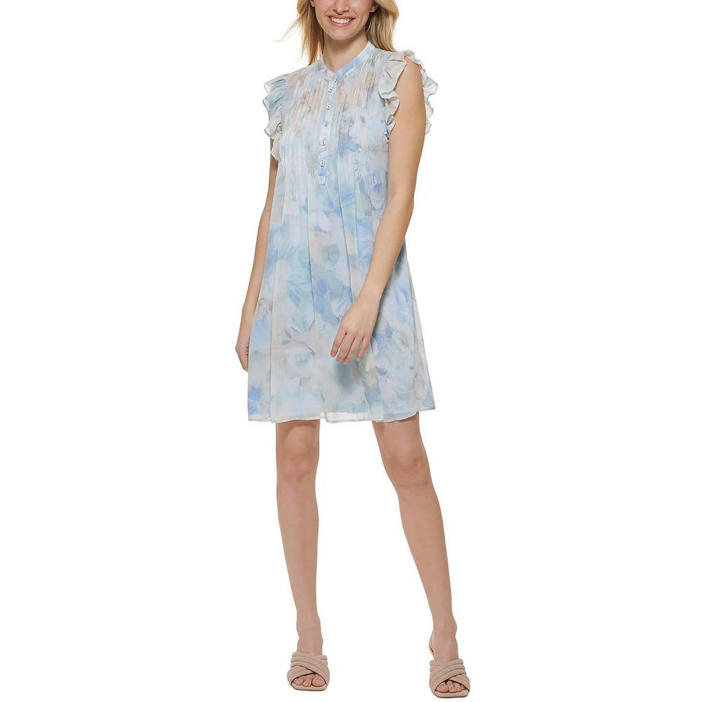 Calvin Klein Petites Womens Chiffon Floral Shift Dress