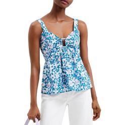 French Connection Womens Sleeveless Cutout Peplum Top