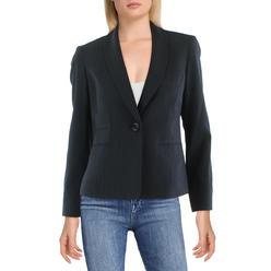 Le Suit Petites Womens Woven Pinstripe One-Button Blazer