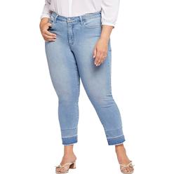 NYDJ Plus Sheri Slim Womens Lift Tuck Technology Raw Hem Ankle Jeans