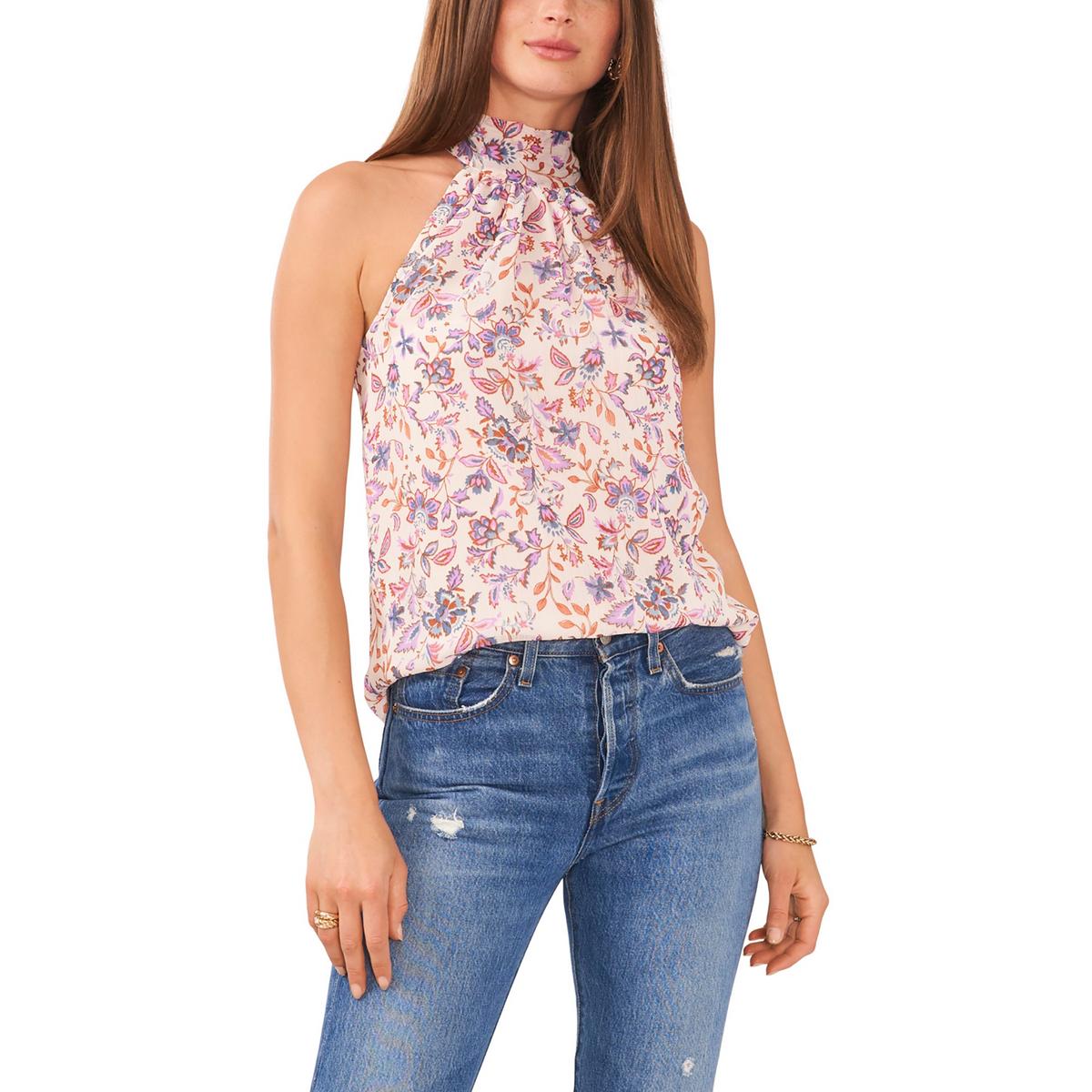 1.State Womens Floral Tie Neck Halter Top