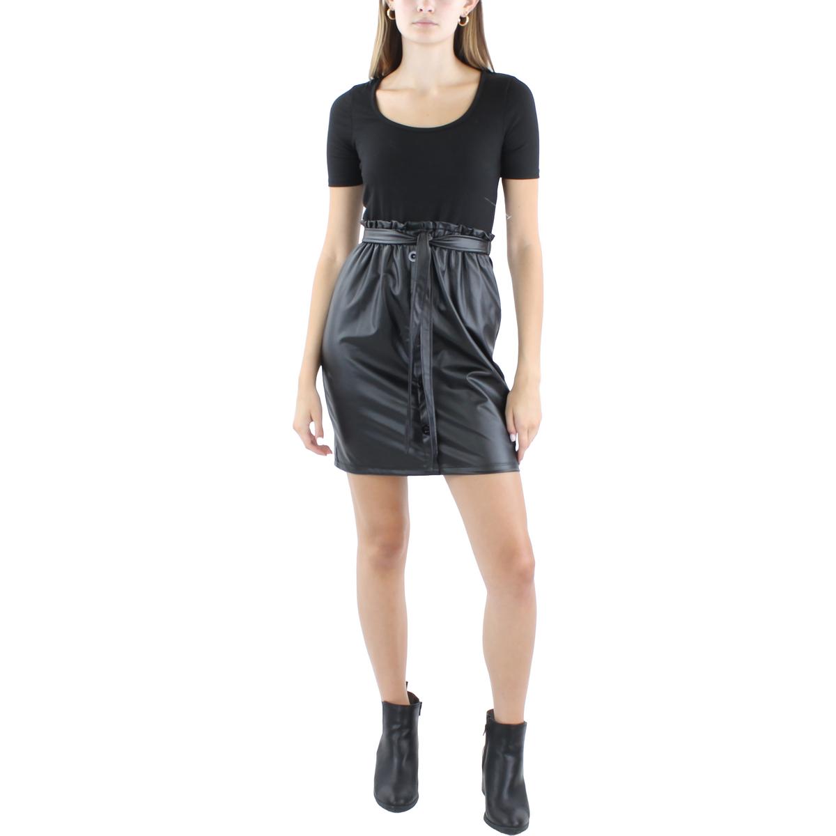 Ultra Juniors Womens Faux Leather Mini Dress