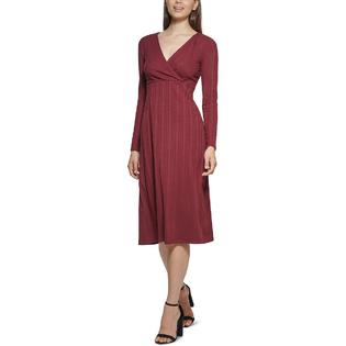Kensie Womens Knit V-Neck Midi Dress Kensie Womens Knit V-Neck Midi Dress