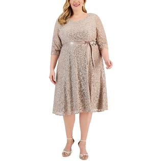 Alex Evenings Plus Womens Lace Sequined Fit & Flare Dress Alex Evenings Plus Womens Lace Sequined Fit & Flare Dress
