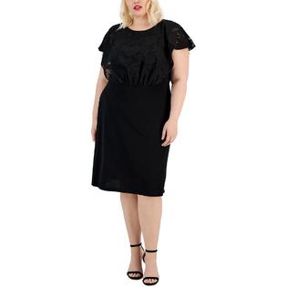 Connected Apparel Plus Womens Ruched Calf Midi Dress Connected Apparel Plus Womens Ruched Calf Midi Dress