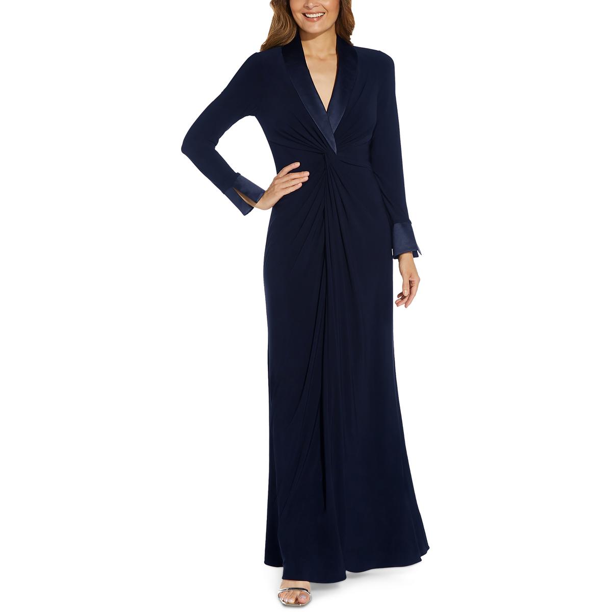 Adrianna Papell Womens Tuxedo Ruched Evening Dress