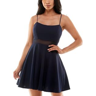 Emerald Sundae Juniors Womens Mesh Inset Mini Fit & Flare Dress Emerald Sundae Juniors Womens Mesh Inset Mini Fit & Flare Dress