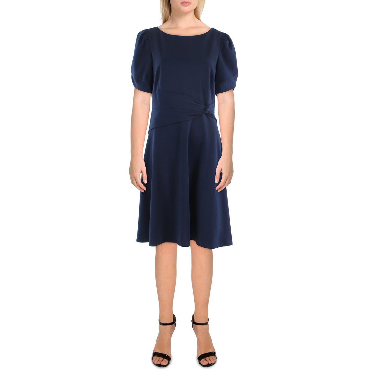 DKNY Womens Pintuck Knee Length Fit & Flare Dress