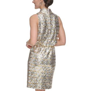 Eliza J Petites Womens Metallic Sequin Cocktail And Party Dress Eliza J Petites Womens Metallic Sequin Cocktail And Party Dress