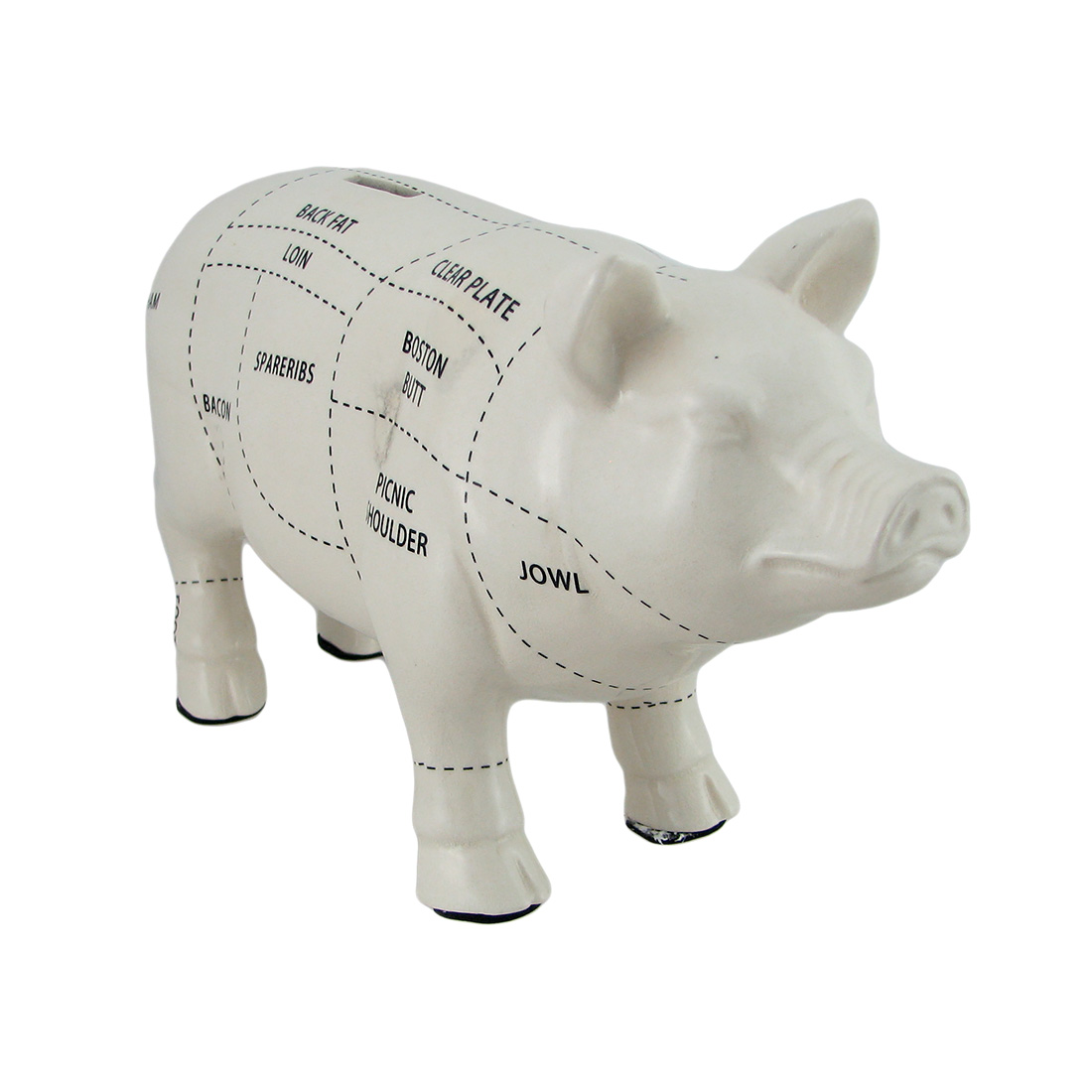Zeckos Large White Ceramic Butcher Chart Hog Piggy Bank 13 Inches Long