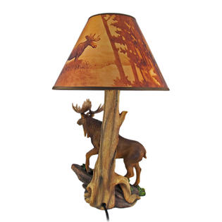 Zeckos North American Bull Moose Table Lamp W Shade