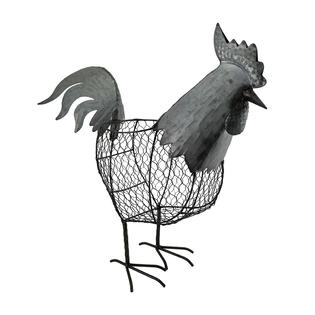 Zeckos Metal En Wire Decorative Standing Rooster Basket 18 Inch