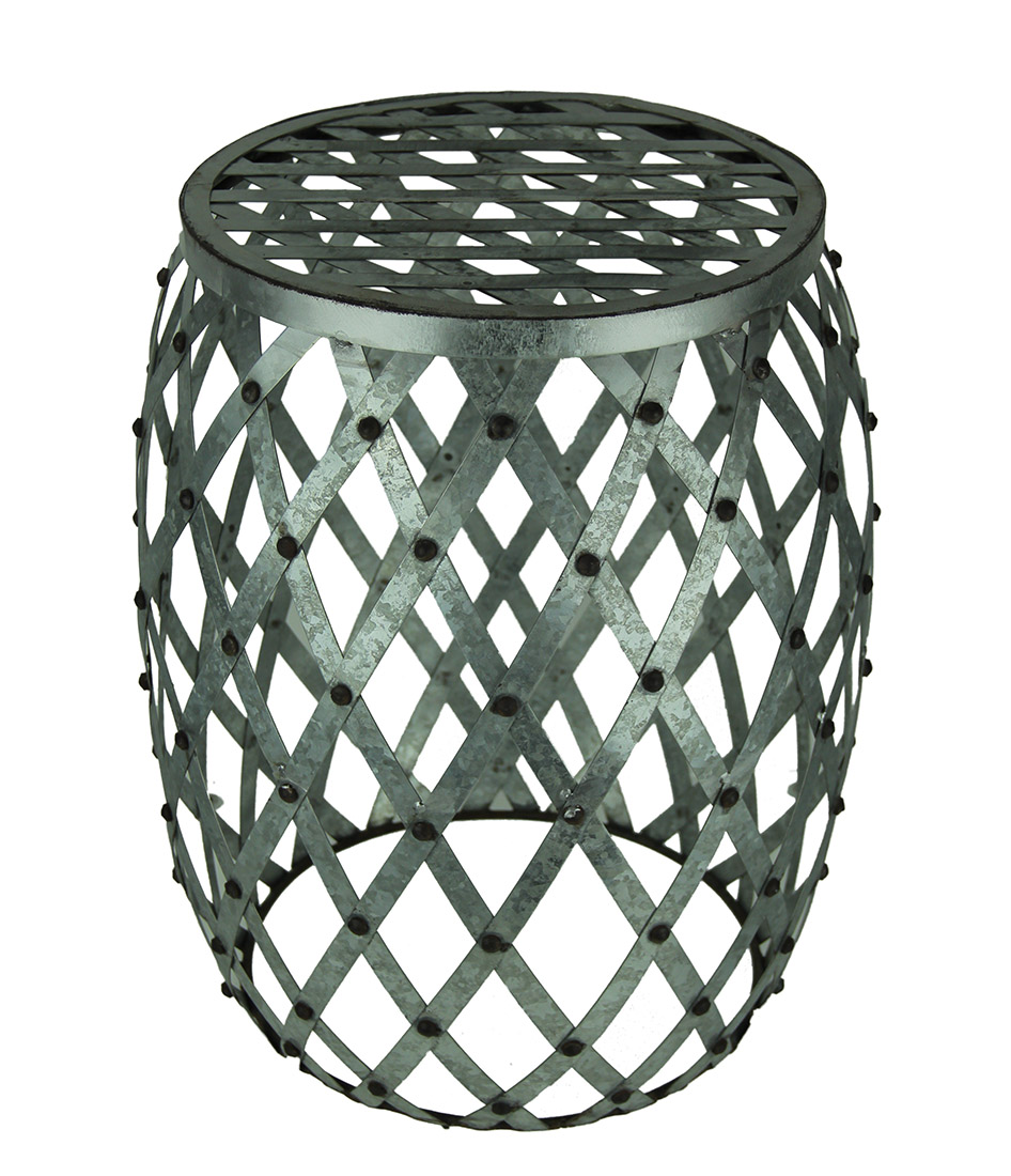 Silver Accent Tables Metal Sears Three Hands Corp Galvanized Finish Indoor Outdoor Metal Accent Drum Table