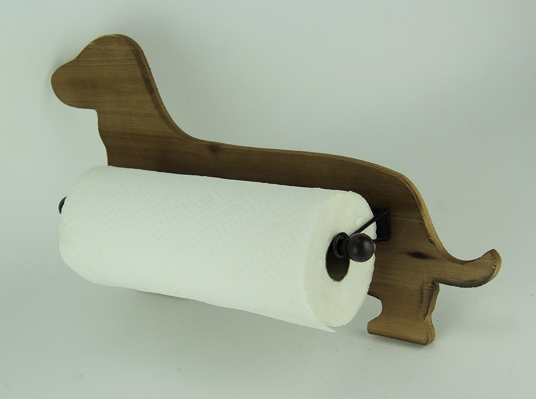 Vip Home And Garden Wood Dog Shaped Wall Mounted Paper Towel Holder