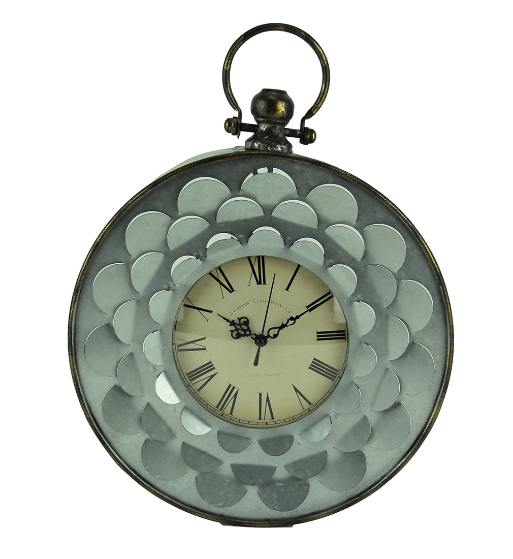 Three Hands Corp Set Of Wall Decor Three Hands Corp Farmhouse Galvanized Zinc Finish Metal Flower Petal Wall Clock