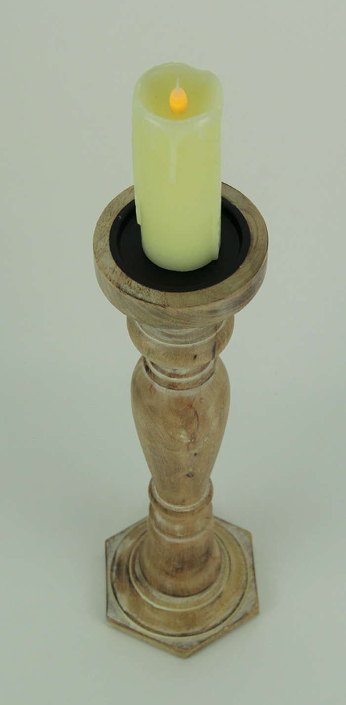 India House White Washed Distressed Finish Wooden Pillar
