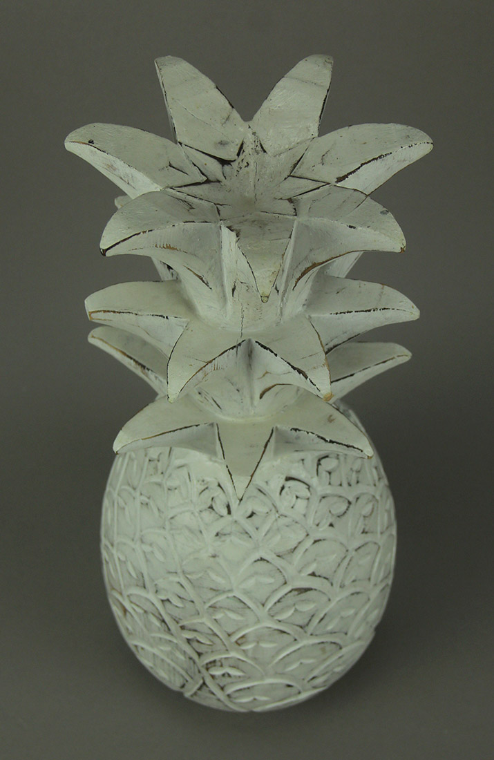 Chesapeake Bay Ltd Rustic White Carved Wood Tropical Pineapple