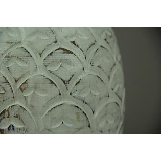 Chesapeake Bay Ltd Rustic White Carved Wood Tropical Pineapple