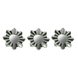 Three Hands Corp Set Of 3 Sun Ray Geometric Mosaic Wall Mirrors