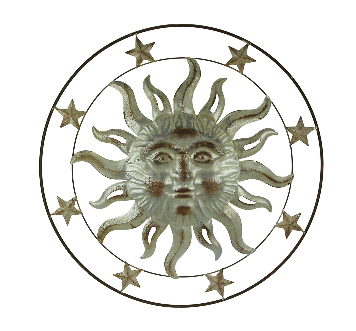 Direct International 32 Inch Metal Art Sun Stars Indoor Outdoor Wall Hanging Rustic Celestial Decor Direct International 32 Inch Metal Art Sun Stars Indoor Outdoor Wall Hanging Rustic Celestial Decor