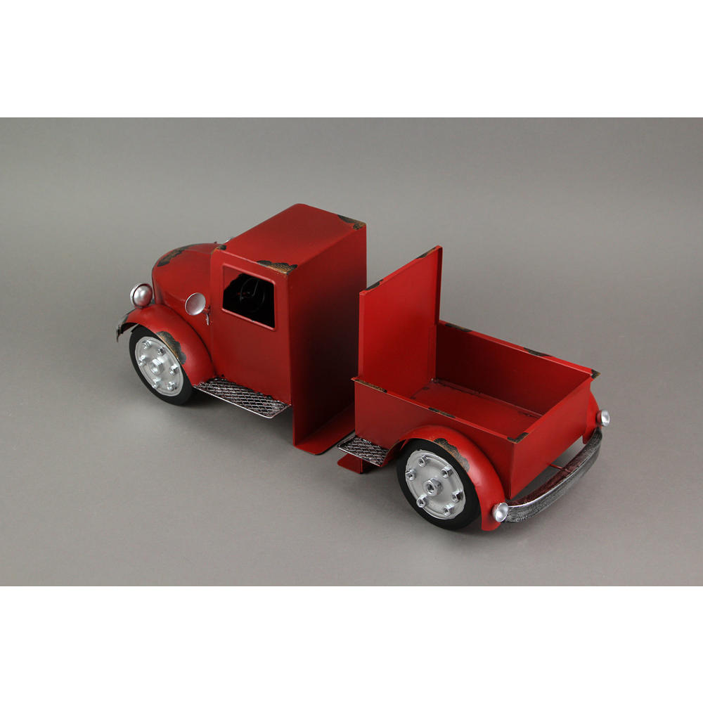 Zeckos Red Pickup Truck Metal Bookends Front and Back (Set of 2)