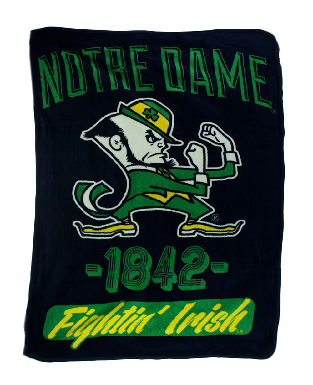 The Northwest Group Retro Notre Dame Plush Micro Raschel Throw Blanket