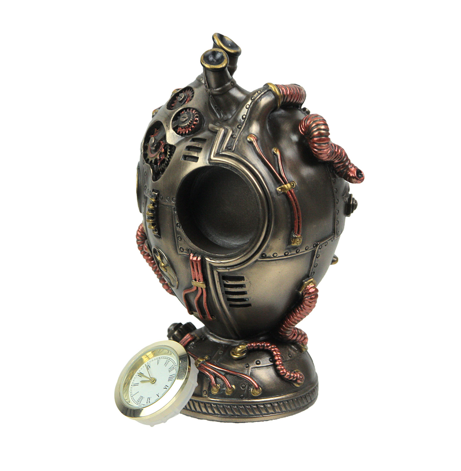 Veronese Design Bronze Finished Steampunk Human Heart Desk Clock 4.5 Inches High