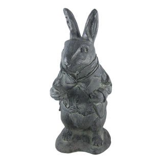 Zeckos 6003 4 6 50 Alice In Wonderland White Rabbit Mad Hatter Alice Oxidized Garden Statue Set Resin