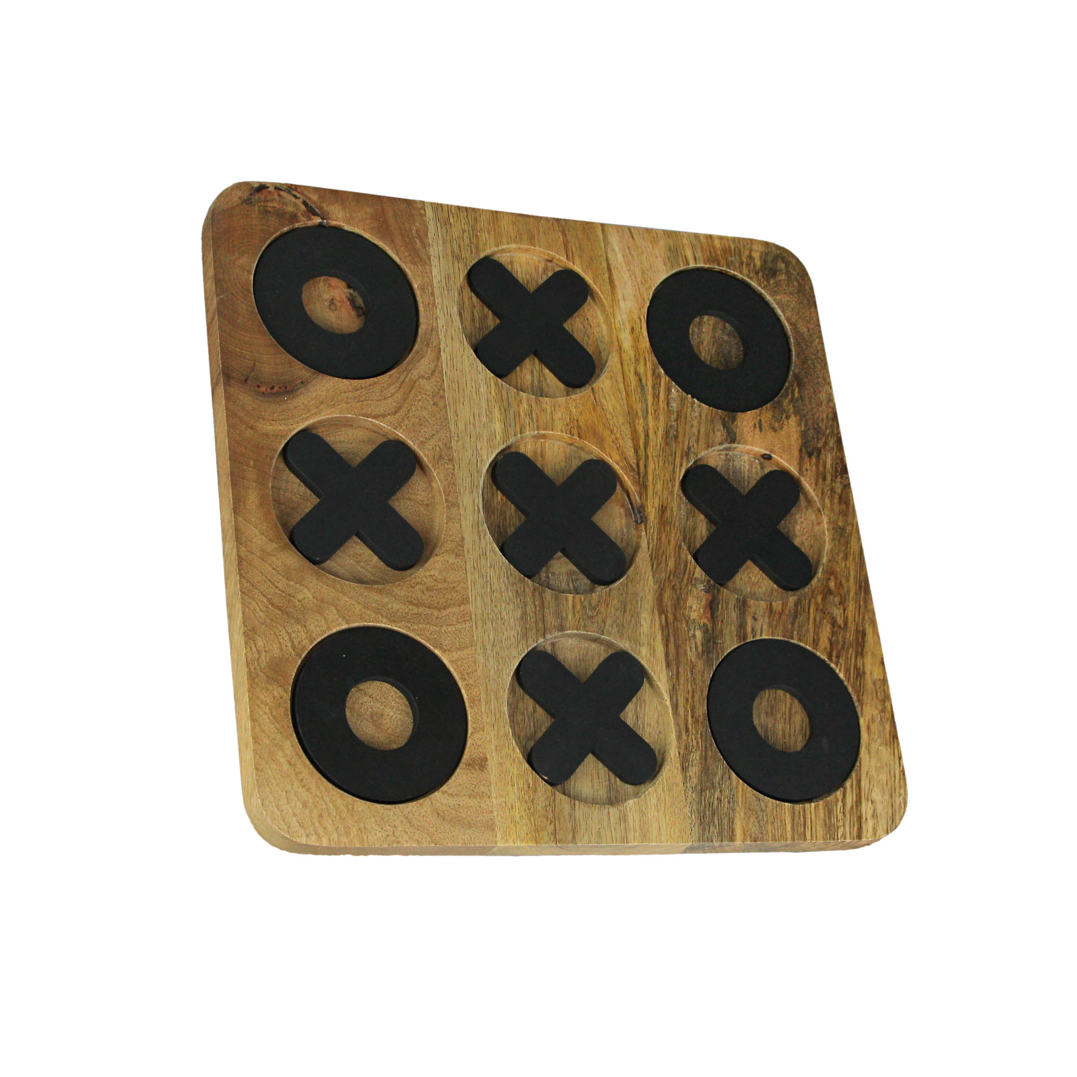 PD Home & Garden Carved Wooden Tabletop Tic Tac Toe Game X and O 11.75 Inch