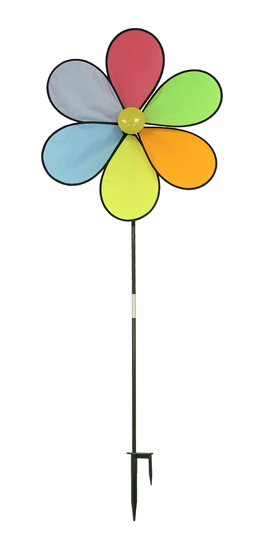 Zeckos Scratch & Dent Colorful Flower LED Lighted Wind Spinner