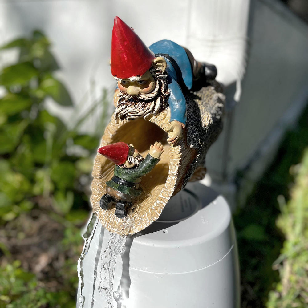 Zeckos Resin Garden Gnome Downspout Cover Gutter Drain Spout