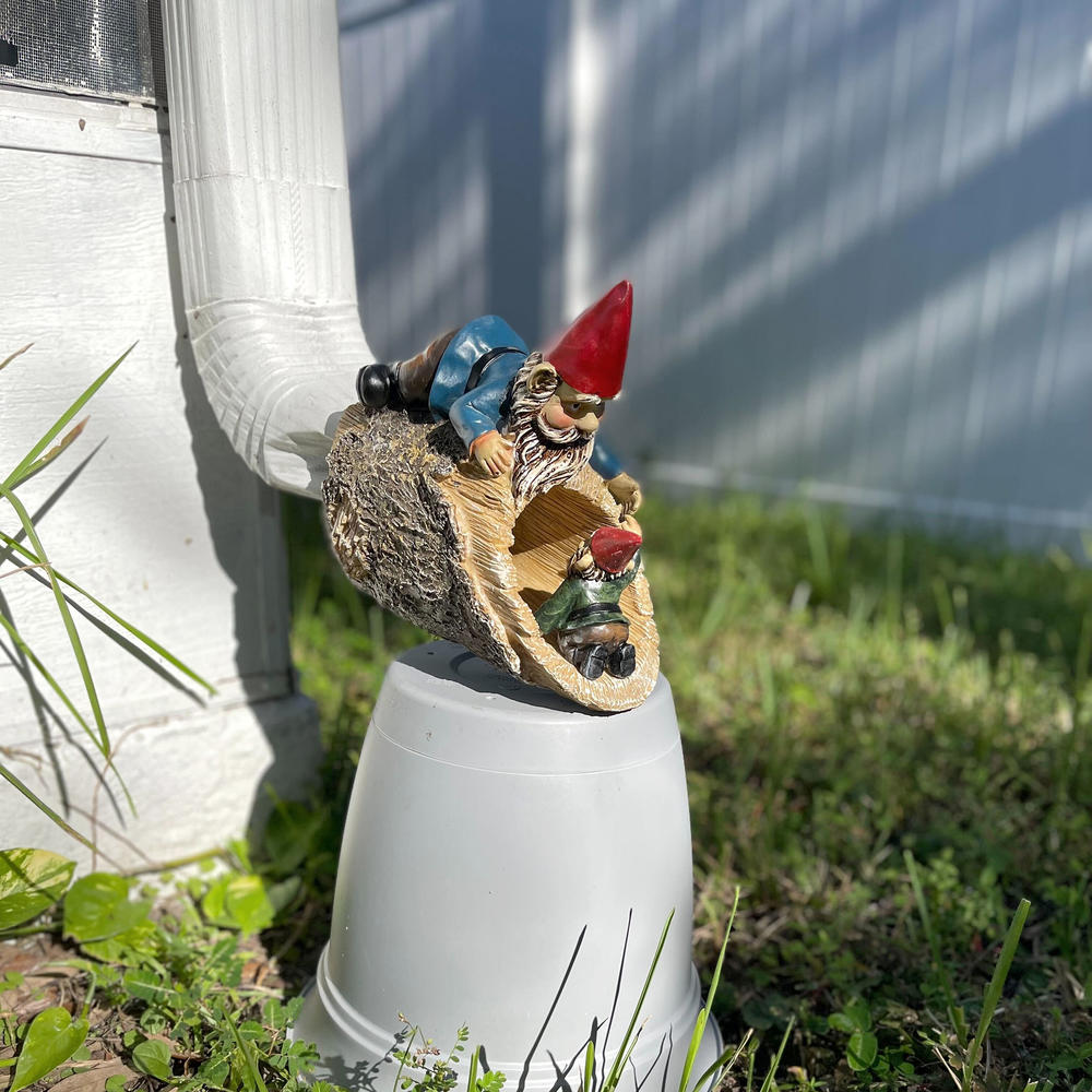 Zeckos Resin Garden Gnome Downspout Cover Gutter Drain Spout