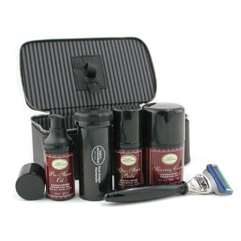 The Art of Shaving Travel Kit (Sandalwood): Razor+ Shaving Brush+ Pre-Shave Oil 30ml+ Shaving Cream 50ml+ A/S Balm 30ml+ Case 5pcs+1case