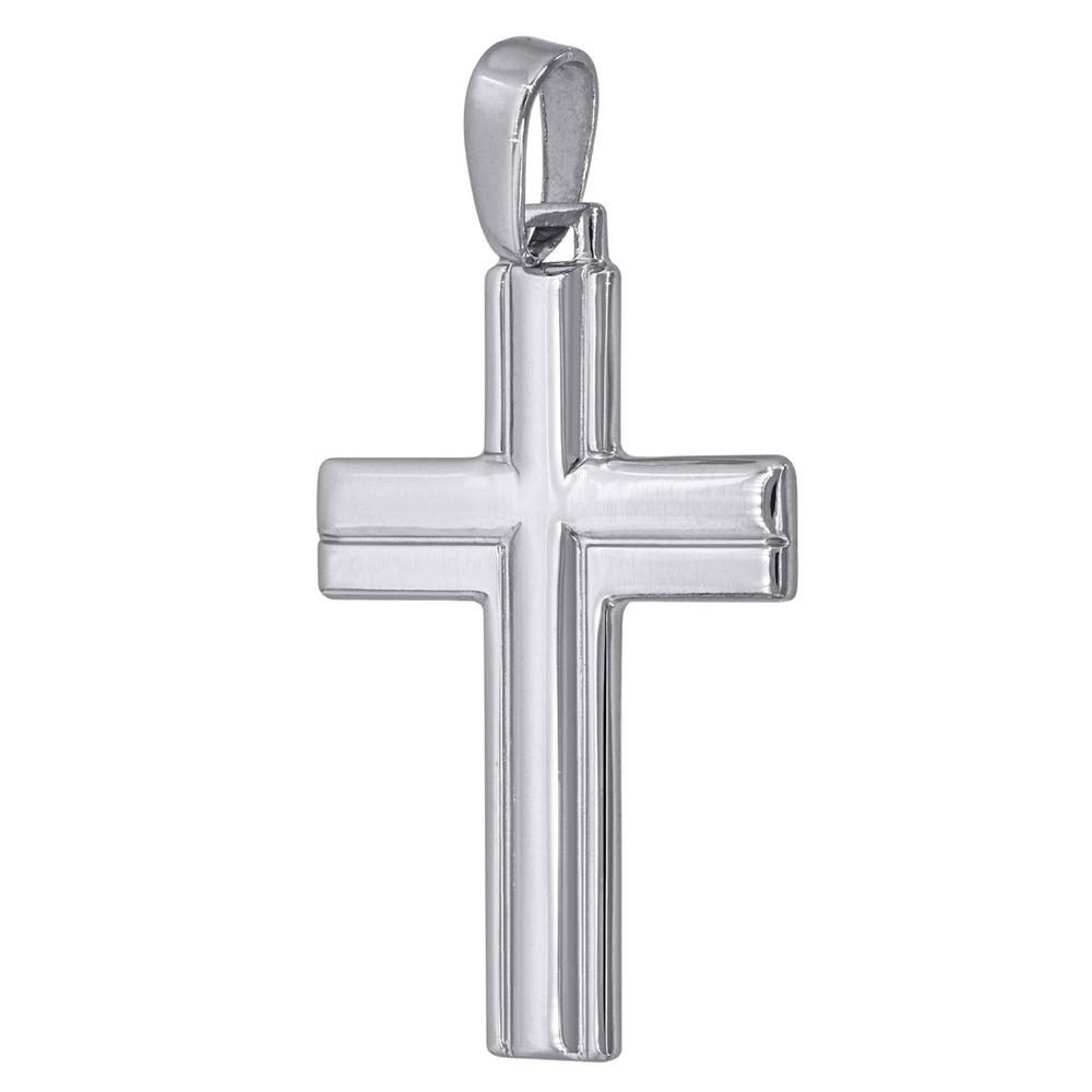 Jewelryweb 925 Sterling Silver Womens Mens Unisex Religious Cross Fashion Charm Pendant - Measures 35x18mm Wide