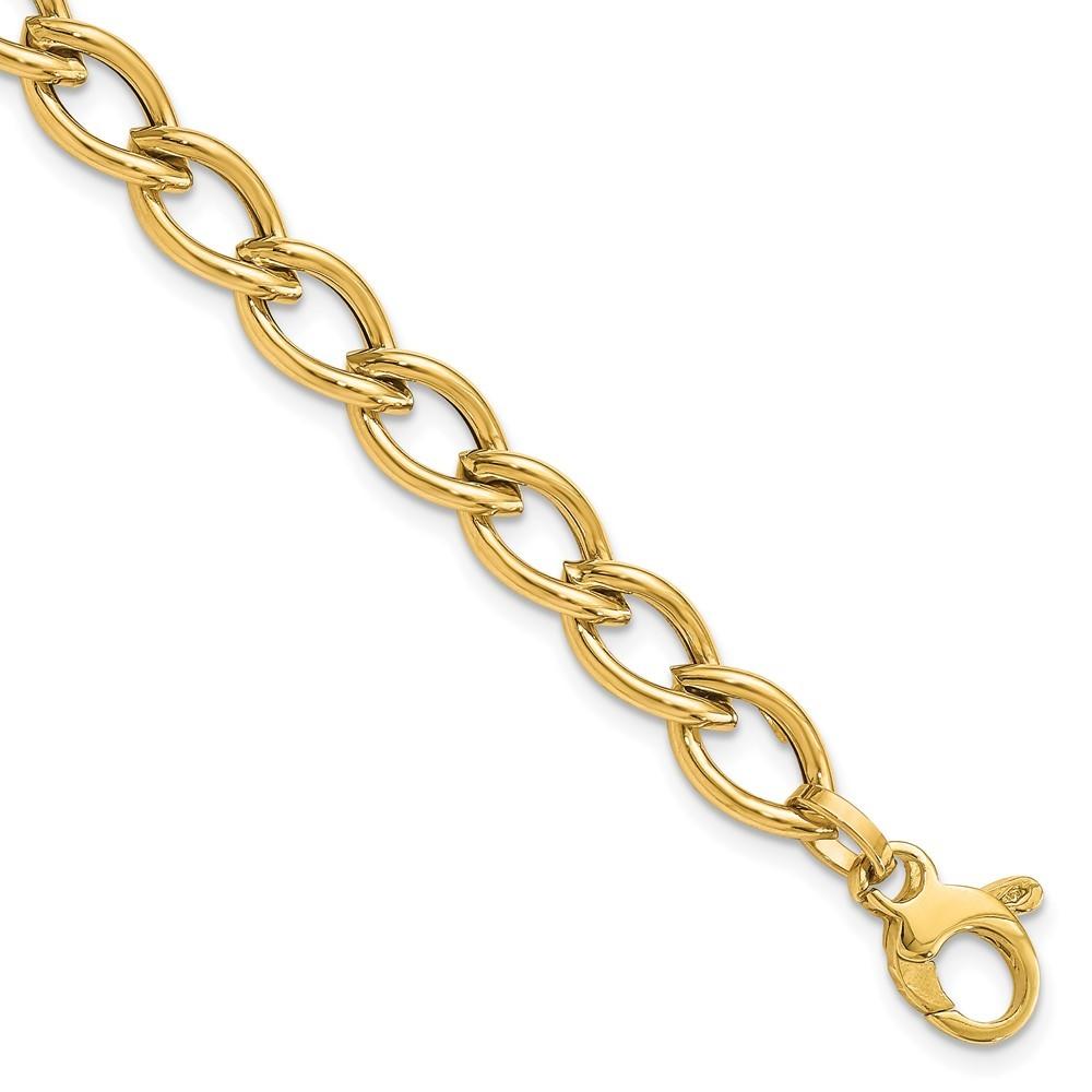 Jewelryweb 14k Gold Fancy Hollow Link Bracelet - 8 Inch