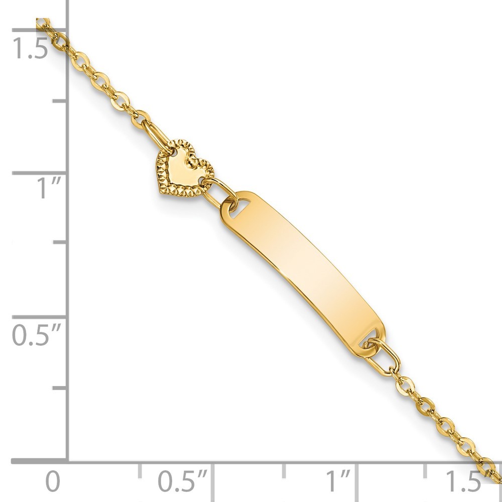 Jewelryweb 14k Gold Polished ID With Heart Childrens Bracelet - 5.5 Inch - Measures 4mm Wide