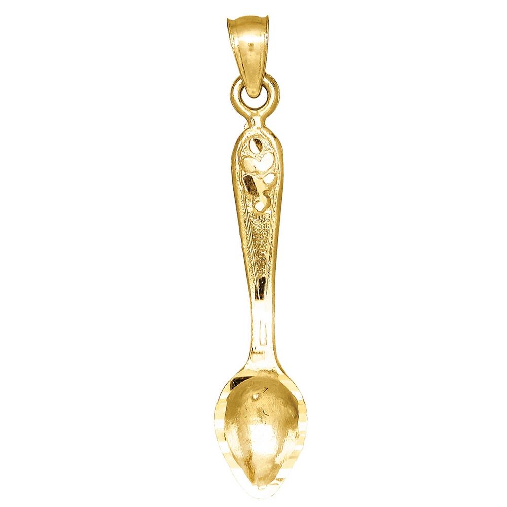 Jewelryweb 10k Yellow Gold Mens Spoon Household Charm Pendant - Measures 32.1x5.60mm Wide
