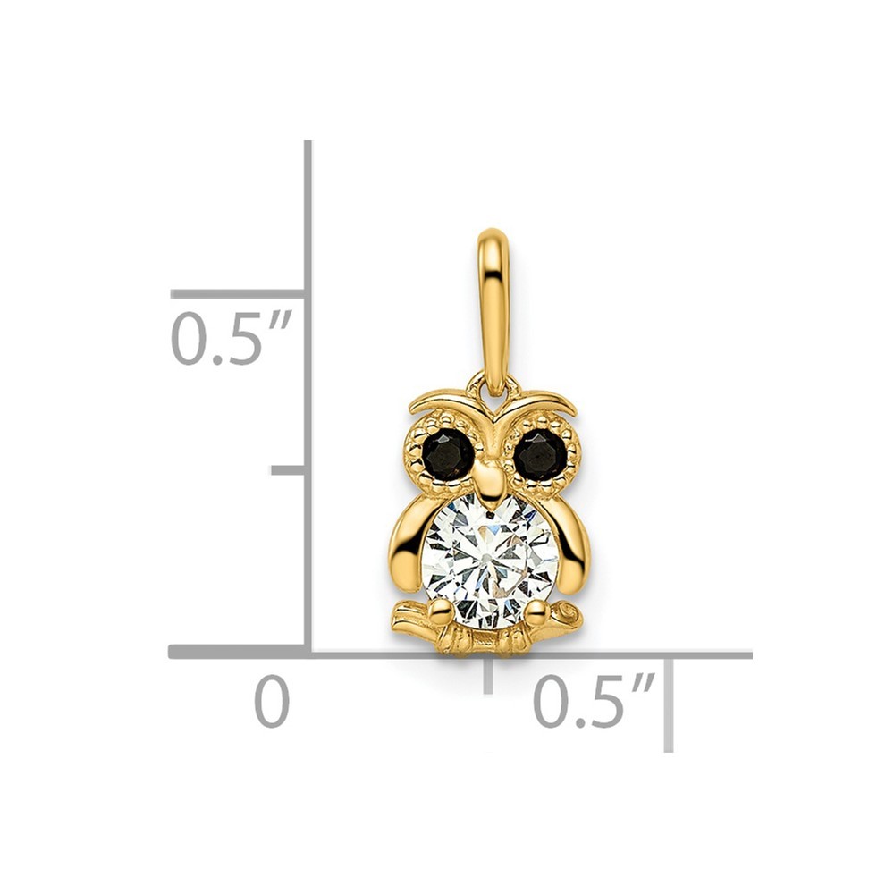 Jewelryweb 14k Gold Madi K Black and White Cubic Zirconia Owl Pendant
