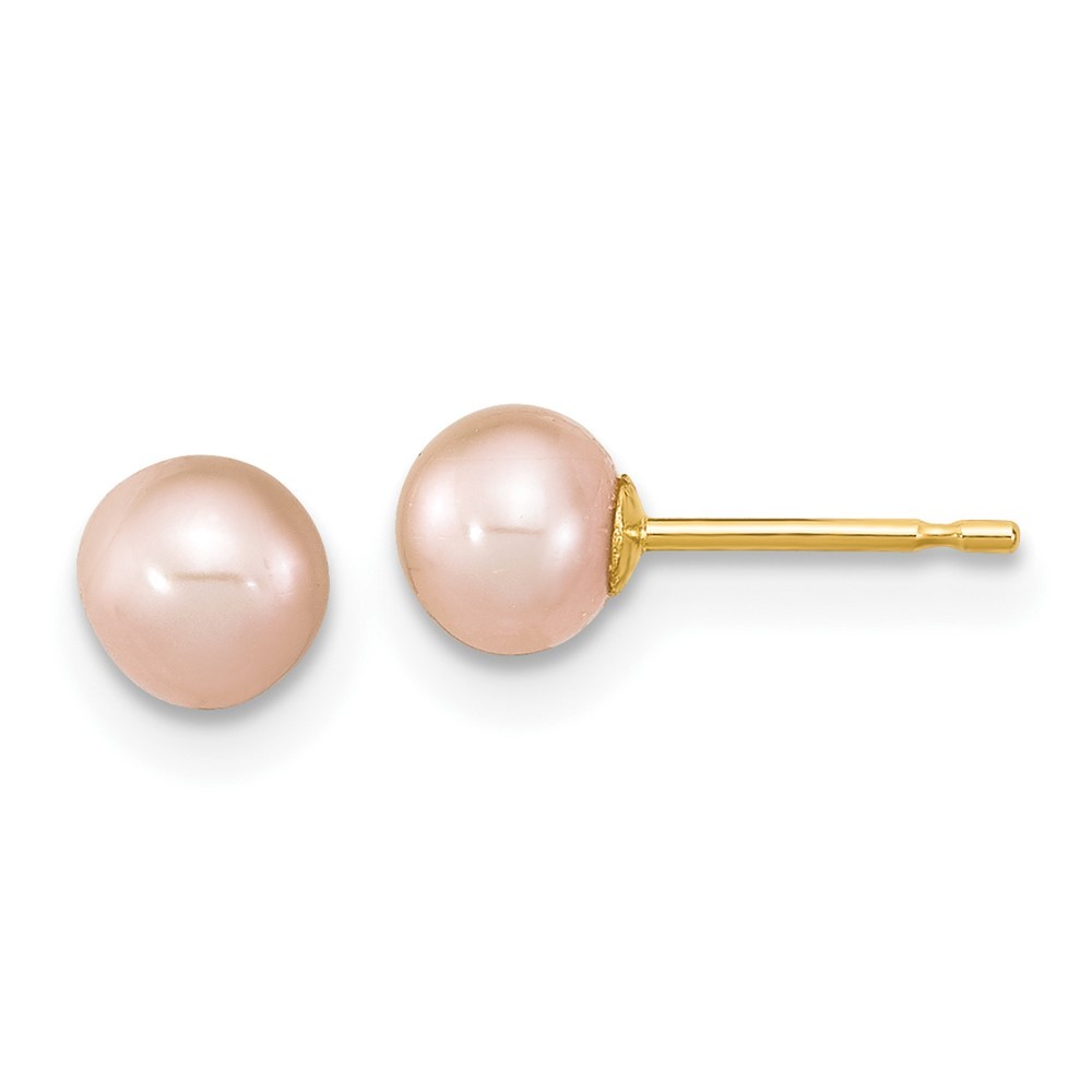 Jewelryweb 14k Gold Madi K 4-5mm Rd Pink Freshwater Cultured Pearl Earrings and Pendant Set