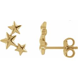 Jewelryweb 14k Yellow Gold Friction Backs Included Polished Star Earrings Climbers