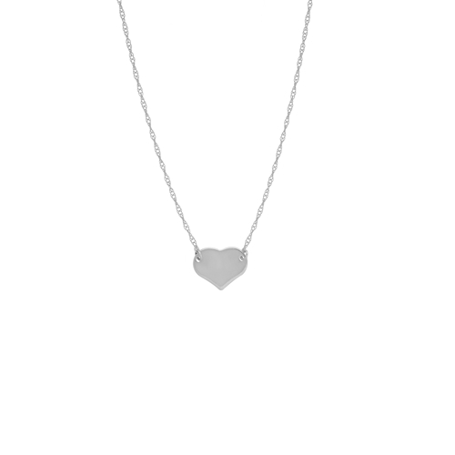 Jewelryweb 14k White Gold Mini Heart Adjustable Necklace - 18 Inch