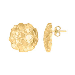 Jewelryweb 10k Yellow Gold Mens Nugget Stud Earrings