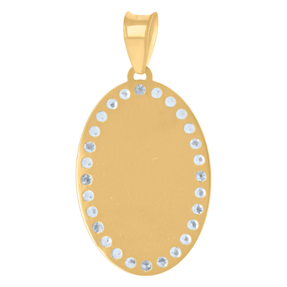 Jewelryweb 14k Yellow Gold Mens Cubic-zirconia Medallion Oval Fashion Charm Pendant - Measures 36.3x18.7mm Wide