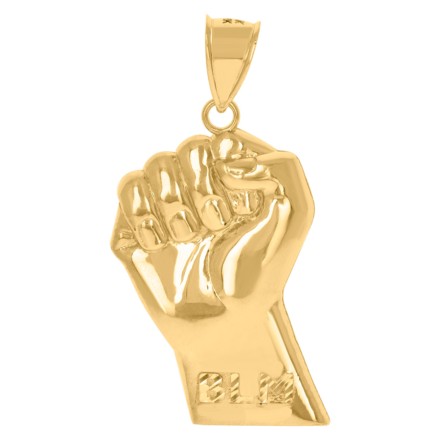 Jewelryweb 10k Yellow Gold Mens Black Lives Matter Symbol Fashion Charm Pendant - Measures 51.3x24.5mm Wide