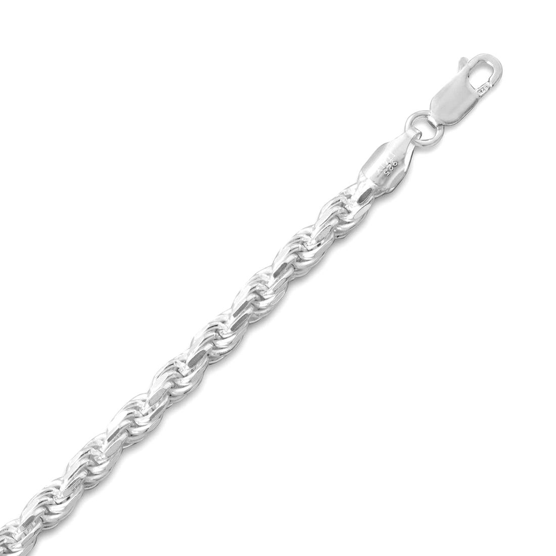 Jewelryweb Sterling Silver 30 Inch 5mm Sparkle-Cut Rope Chain