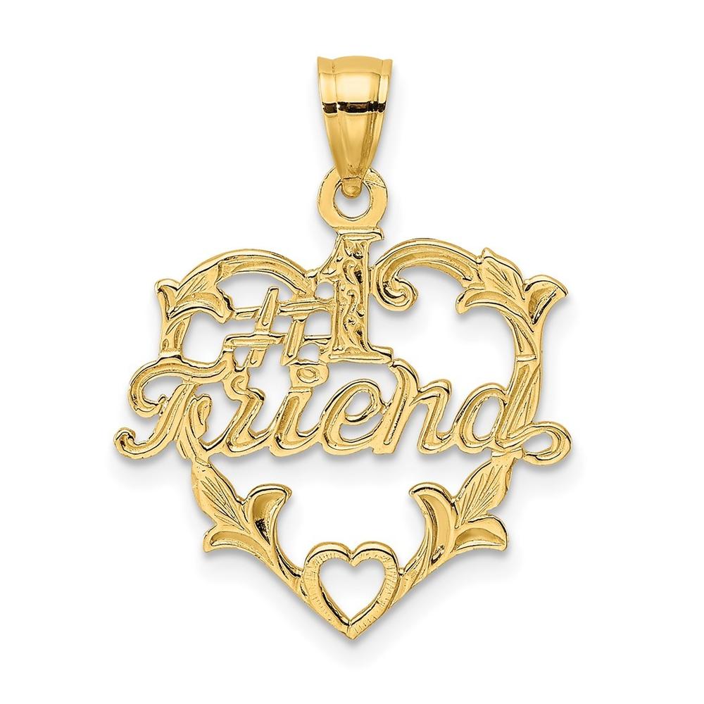 Jewelryweb 14k Number 1 Friend in Heart Pendant